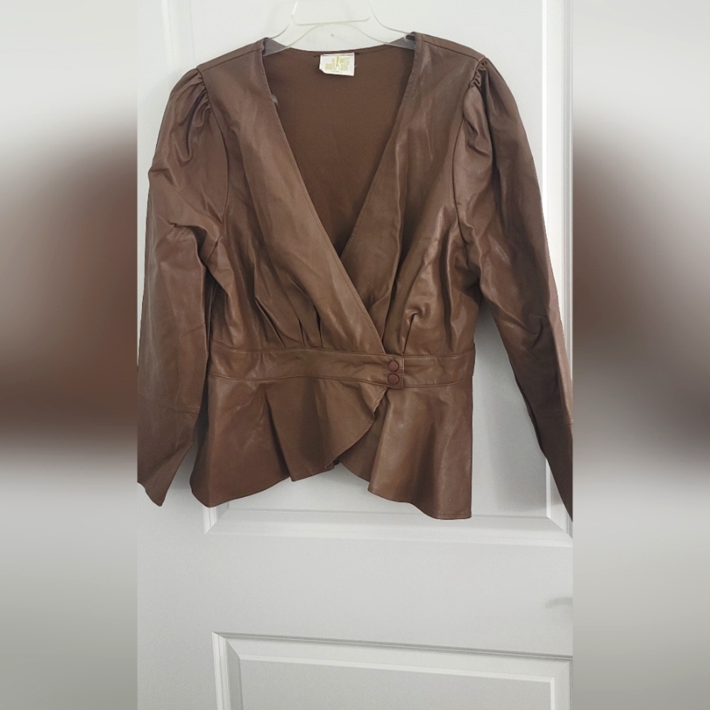 Faux Leather Peplum Jckt/Top